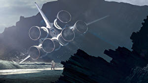 All you can see are a cluster of rocket engines sticking up from the ground, oriented the wrong way. Also, there's an astronaut standing nearby, wondering how he will explain to his boss that the company vehicle got totalled.